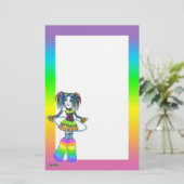 "Luxie" Rainbow Cyber Gothic Fairy Stationery Briefpapier (Staand voorkant)