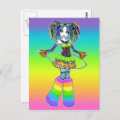 "Luxie" Rainbow Cyber Gothic Hula Hoop Fae Briefka Briefkaart (Voorkant / Achterkant)