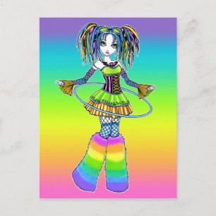 "Luxie" Rainbow Cyber Gothic Hula Hoop Fae Briefka Briefkaart