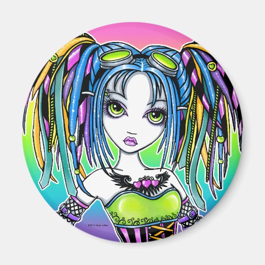 "Luxie" Rainbow Cyber Gothic Hula Hoop Fae Magnet (Voorkant)