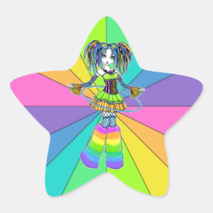 "Luxie" Rainbow Cyber Gothic Hula Hoop Fae Sticker