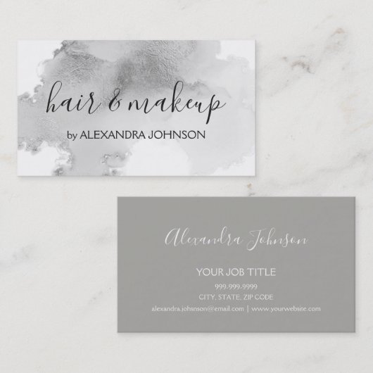 Luxiry Silver Foil Wash Girly Visitekaartje (Voorkant / Achterkant)