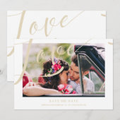 Luxist minimalist Love Quote Golden Effect Foto Save The Date (Voorkant / Achterkant)