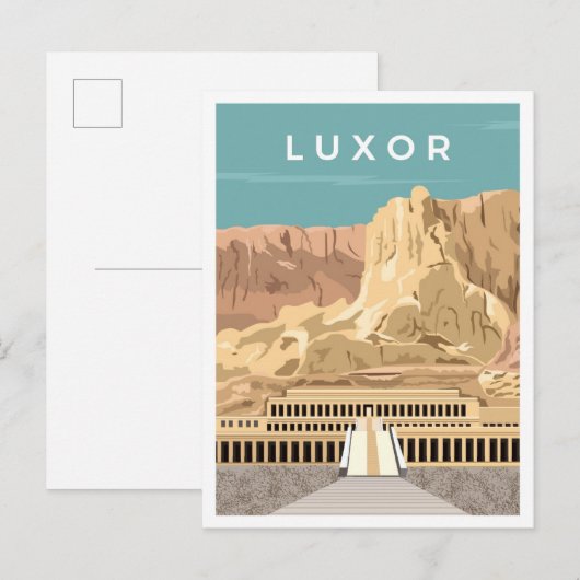 Luxor Egypt Art Vintage Travel Illustratie Briefkaart (Voorkant / Achterkant)