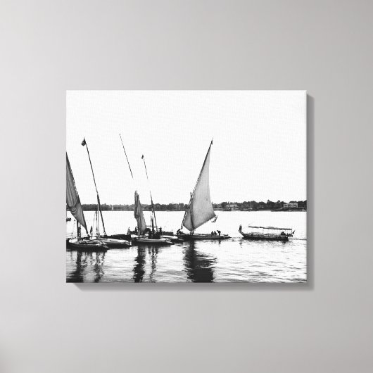 Luxor Egypte, Feluccas op de Nijl 2 Canvas Afdruk (Voorkant)