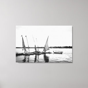 Luxor Egypte, Feluccas op de Nijl 2 Canvas Afdruk