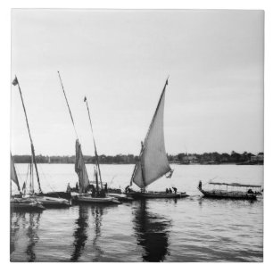 Luxor Egypte, felucca's op de Nijl 2 Tegeltje