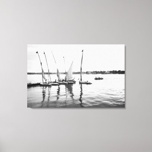 Luxor Egypte, Feluccas op de Nijl Canvas Afdruk (Voorkant)
