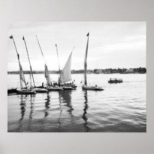 Luxor Egypte, Feluccas op de Nijl Poster