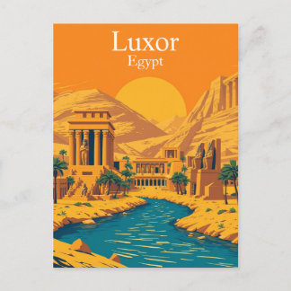 Luxor, Egypte Reizen in Retro Stijl Briefkaart