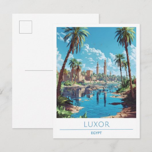Luxor Egypte Vintage Reizen Briefkaart (Voorkant / Achterkant)