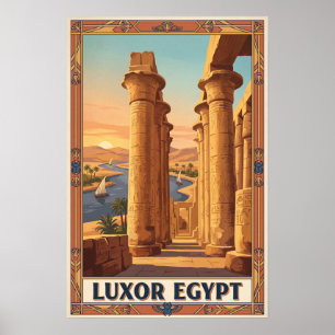 Luxor Egypte Vintage Retro Reizen Poster