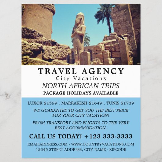 Luxor Temple, Egypte, Travel Agency Adverteren Flyer (Voorkant)