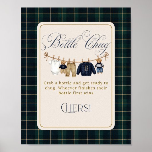 Luxsary Bear Plaid Baby Shower Bottle Chug Poster (Voorkant)