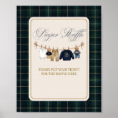 Luxsary  Bear Plaid Baby Shower Diaper Raffle Poster (Voorkant)