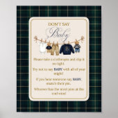 Luxsary  Bear Plaid Baby Shower Dont Say Game Poster (Voorkant)