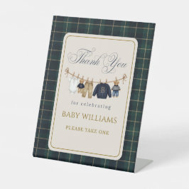 Luxsary Bear Plaid Baby Shower Favors Reclamebord Met Voetstuk