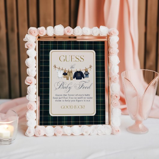 Luxsary  Bear Plaid Baby Shower Guess Baby Food Poster