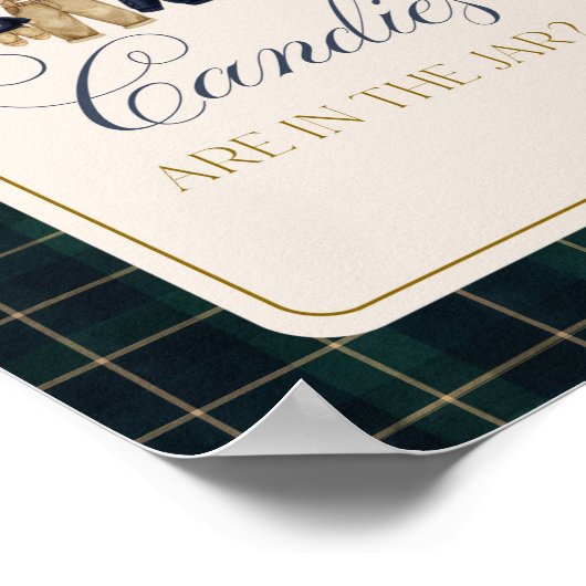 Luxsary  Bear Plaid Baby Shower Guess Candies Poster (Hoek)