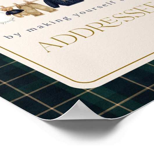 Luxsary Bear Plaid Baby Shower Help Mom Addressee Poster (Hoek)