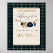 Luxsary  Bear Plaid Baby Shower Help Mom Addressee Poster (Voorkant)