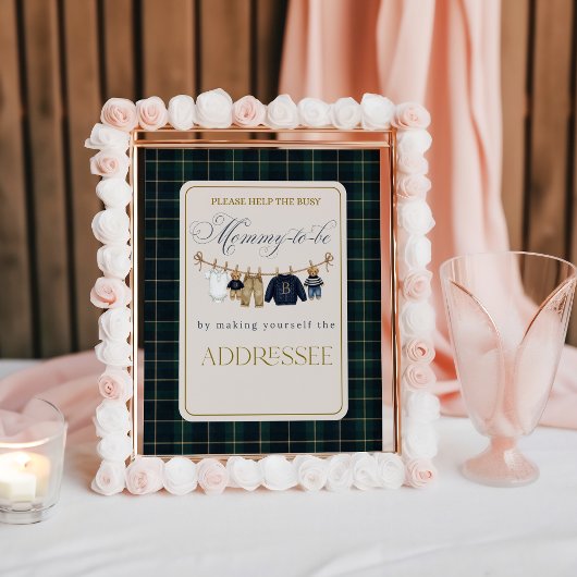 Luxsary  Bear Plaid Baby Shower Help Mom Addressee Poster