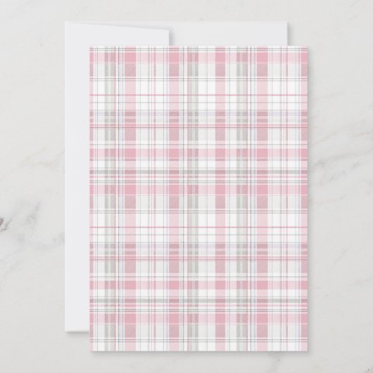 Luxsary Teddy Bear Pink Plaid Baby Girl Shower  Kaart (Achterkant)