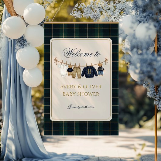 Luxsary Teddy Bear Plaid Baby Shower  Perfect Poster