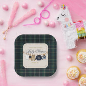 Luxsary teddybeer geruite babyshower papieren bord (Feest)