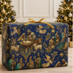 Luxueus Afro-Amerikaans Geboortefeest Kerstmis Bla Cadeaupapier