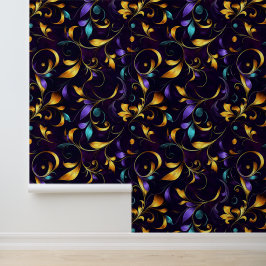 Luxueus bladbloemig scrollpatroon behang