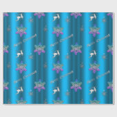 Luxueus blauw kerstfeest cadeaupapier (Vlak)