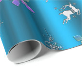 Luxueus blauw kerstfeest cadeaupapier (Rol Hoek)