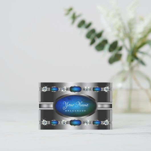 Luxueus, Blauwgroen blauw grijze patroon Visitekaartje (Staand voorkant)