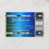 Luxueus, Blauwgroen blauw grijze patroon Visitekaartje (Achterkant)