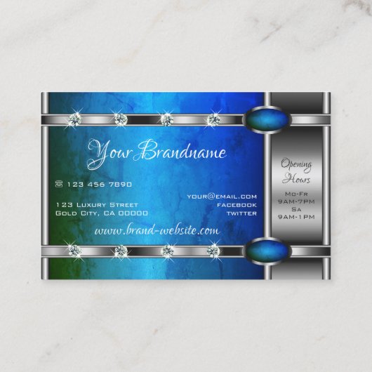 Luxueus, Blauwgroen blauw grijze patroon Visitekaartje (Achterkant)