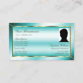 Luxueus Blauwgroen Gold Decor met monogram en foto Visitekaartje (Achterkant)