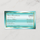 Luxueus Blauwgroen Gold Decor met monogram en Logo Visitekaartje (Achterkant)