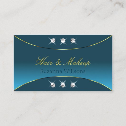 Luxueus Blauwgroen met Gold Decor en Sparkly Jewel Visitekaartje (Voorkant)