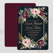Luxueus bruine bloemen bruiloft uitnodiging templa (Voorkant / Achterkant)