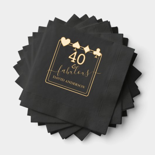 Luxueus Casino Vegas 40 en Fabulous Verjaardag Folie Servetten (Insitu (Gestapeld))