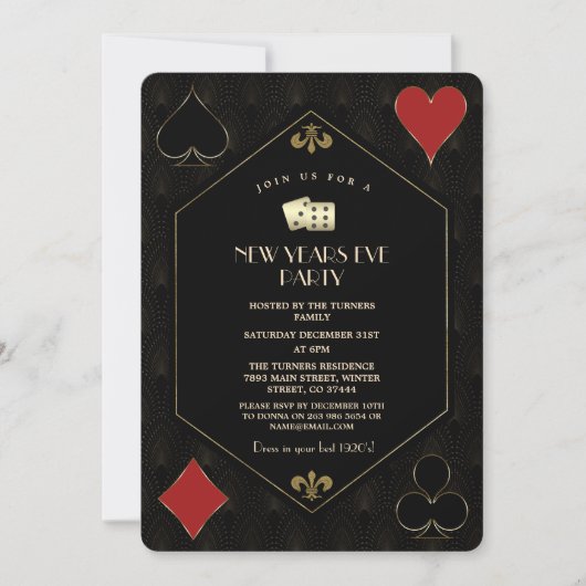 Luxueus Casino Vegas Goud Gatsby Oud en Nieuw  Kaart (Voorkant)