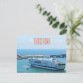 Luxueus cruiseschip dat de haven van Barcelona ver Briefkaart (Staand voorkant)