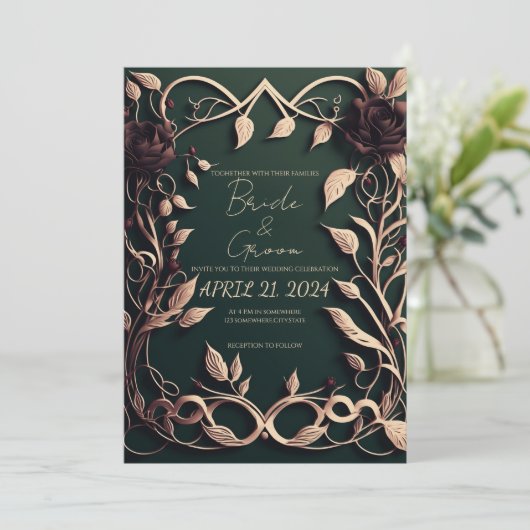 Luxueus Donkergroen en goud. Kaart (Staand voorkant)