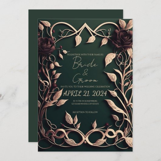 Luxueus Donkergroen en goud. Kaart (Voorkant / Achterkant)