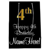 Luxueus, elegant, Faux Gold look 4e verjaardag Medium Cadeauzakje (Achterkant)