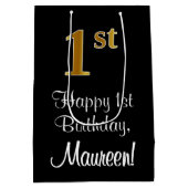 Luxueus, elegant, Faux Gold look, eerste verjaarda Medium Cadeauzakje (Achterkant)