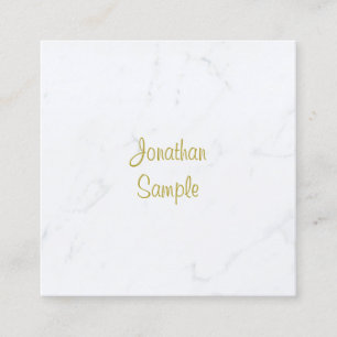Luxueus Elegant White Marble Gold Script Vierkante Visitekaartje