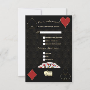 Luxueus Gatsby Casino Vegas Poker Bruiloft RSVP Kaartje