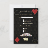 Luxueus Gatsby Casino Vegas Poker Bruiloft RSVP Kaartje (Voorkant)